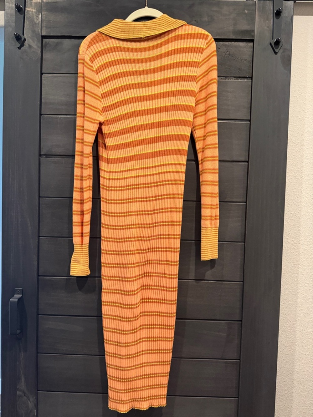 Free People Orange & Yellow Striped Ribbed Button-Front Dress - Picture 4 of 5